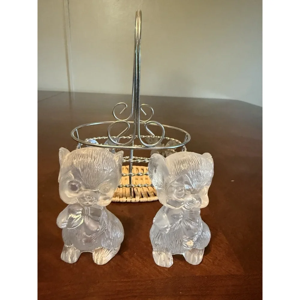 Vintage Kitty Salt Pepper Shakers Acrylic Cute‎ Gift Kitchen Set